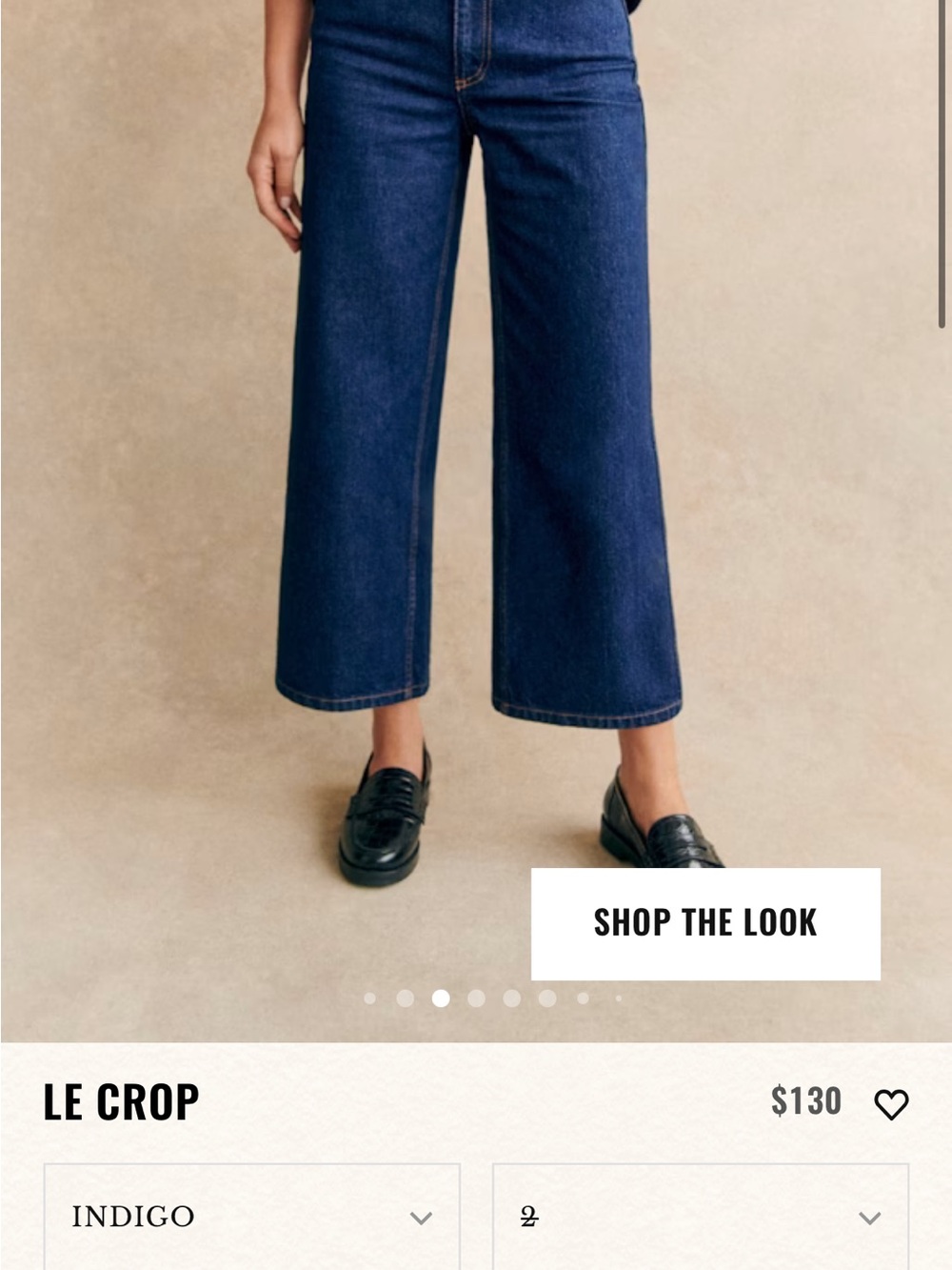 Sezane Le Crop Wide-Leg Jeans in Indigo